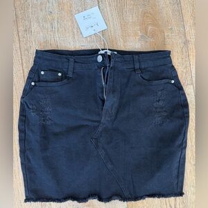 Chic Black Distressed Mini Skirt